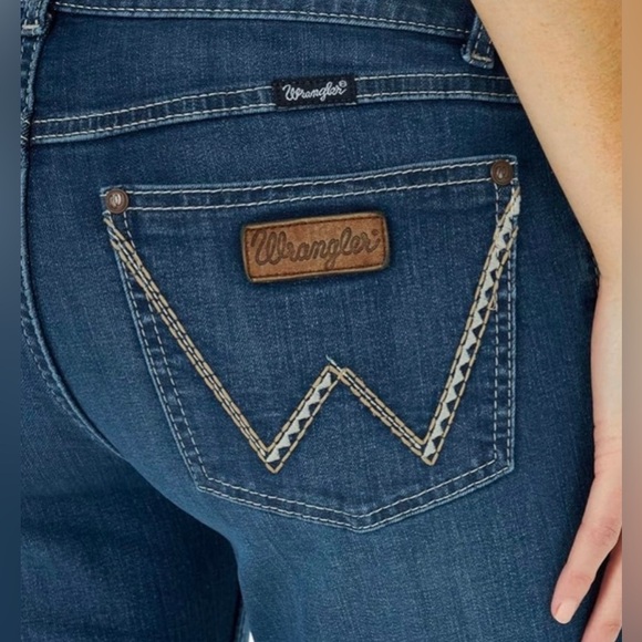 WRANGLER BOOT CUT DENIM JEANS MATERNITY RETRO MID RISE PANTS COWGIRL BABY SIZE 7 - Picture 5 of 9